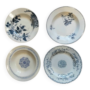 lot de 4 assiettes creuses - bleu