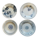 Set of 4 mismatched blue Terre de Fer soup plates