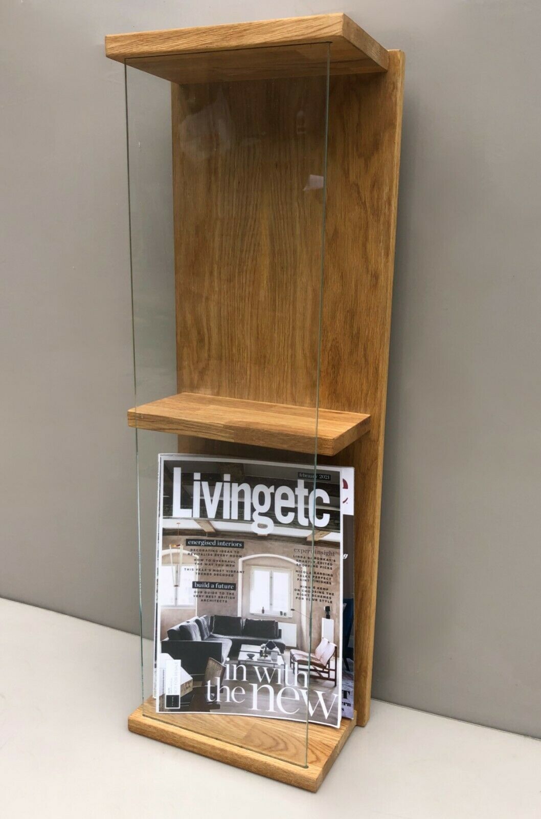 Used Oak And Glass Wall Shelf Swedish Design