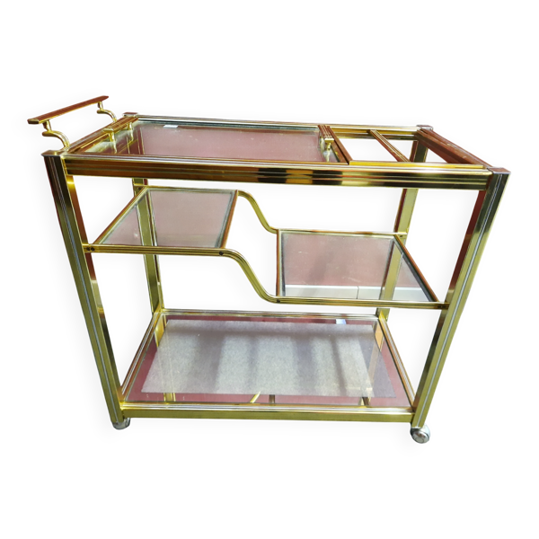 Table de bar en laiton - desserte Pierre Vandel