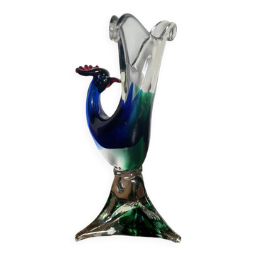 Oiseau vintage en verre de Murano Sommerso