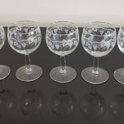 5 vintage “henri julien” red wine balloon glasses with luminarc grape blues decoration