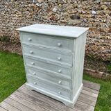 Commode vintage patine blanche
