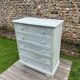 Commode vintage patine blanche
