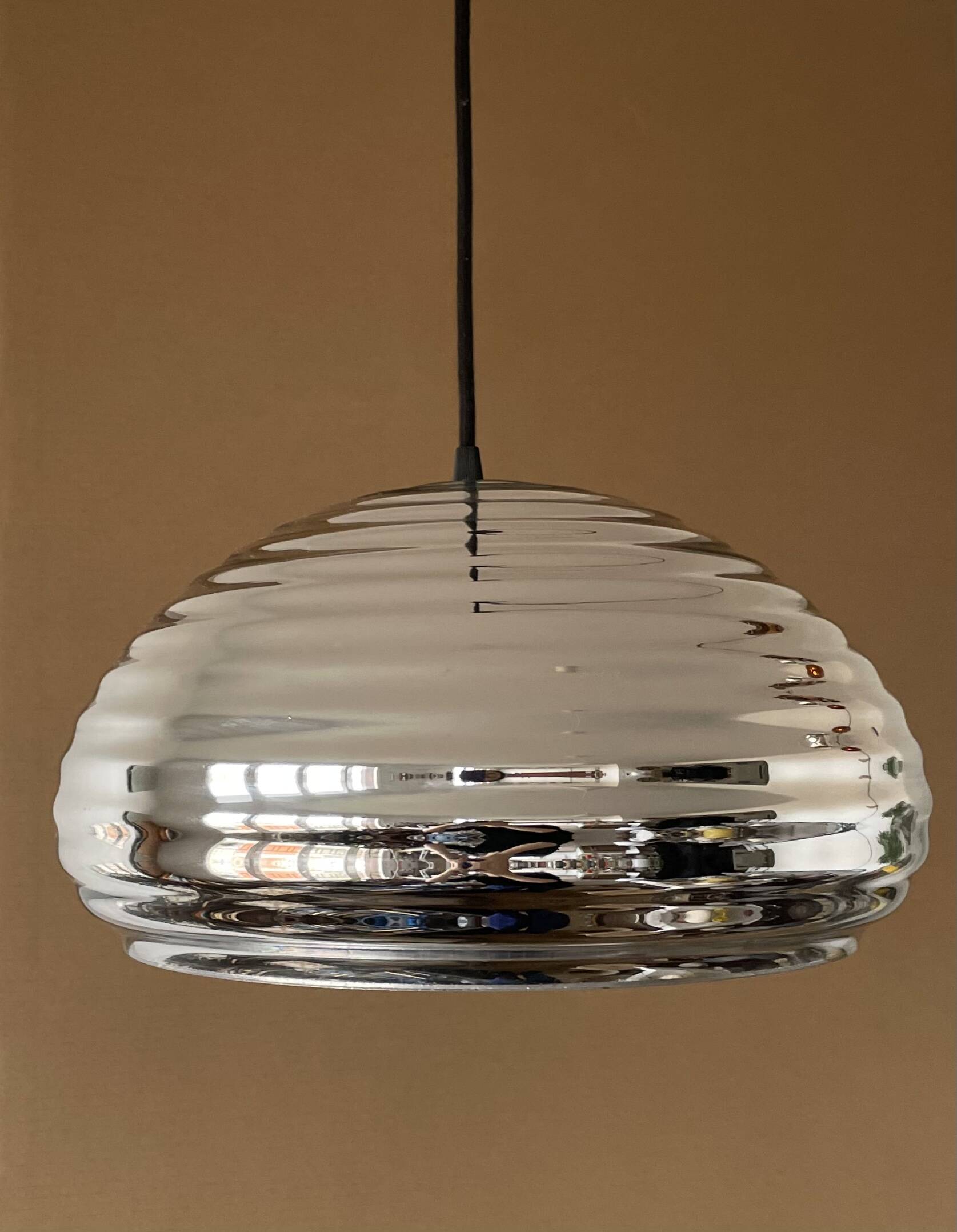 Vintage silver glass pendant light