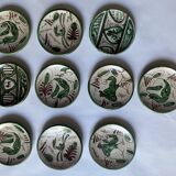 Dix assiettes en céramique vintage 1950 DOMINGO PUNTER