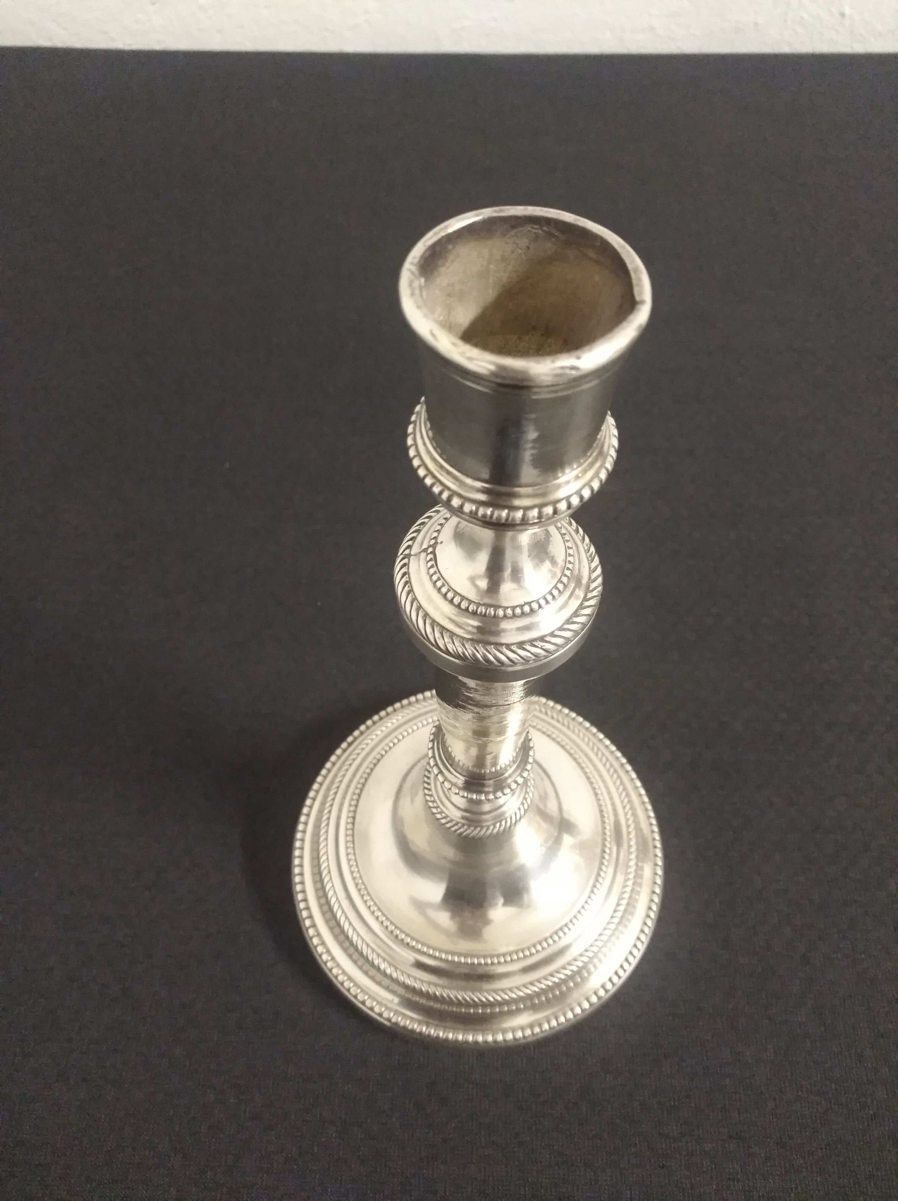 Silver metal candlestick