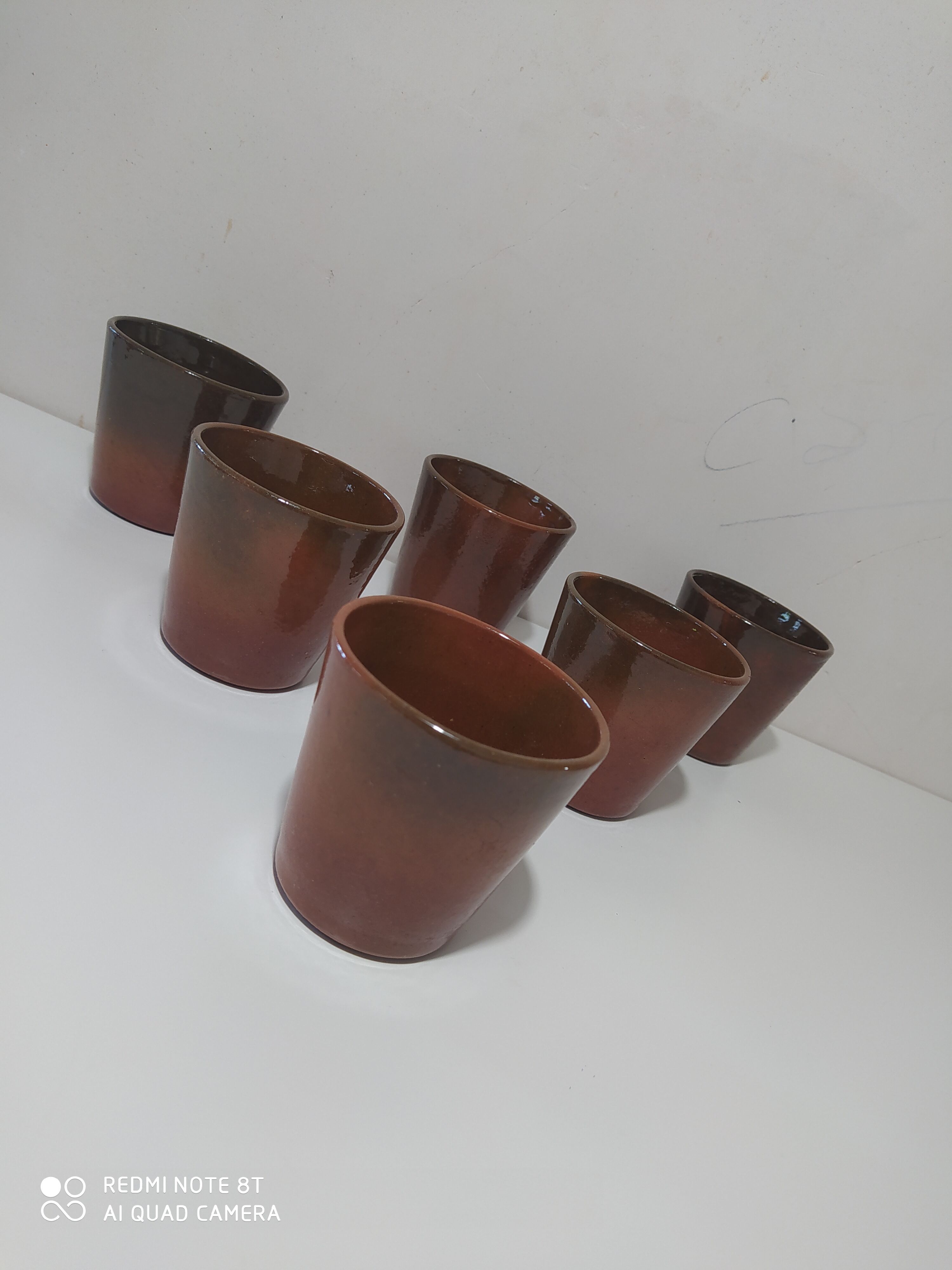 Lot de 6 gobelets verre en grès
