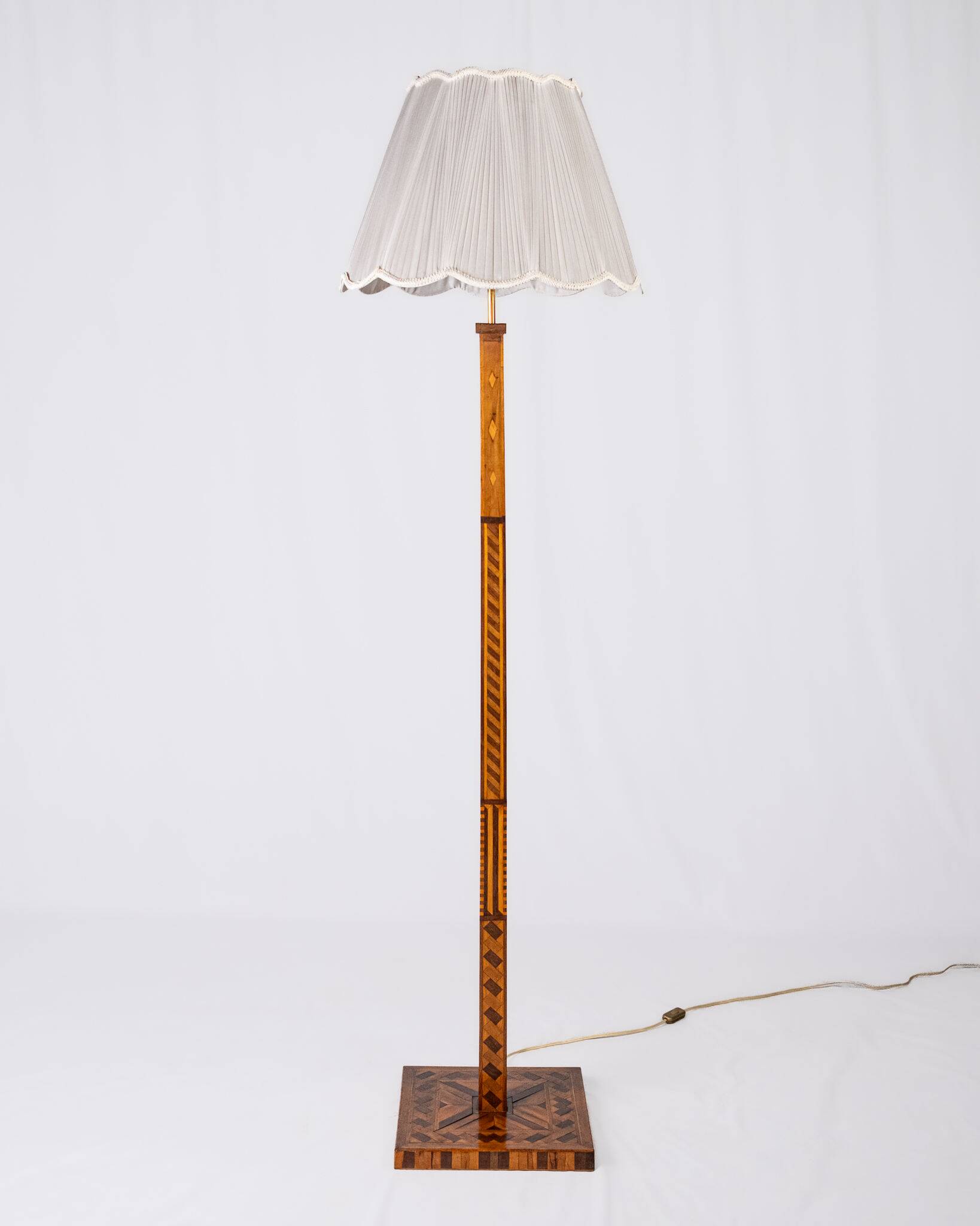 Art Deco floor lamp in marquetry, France, 1930s