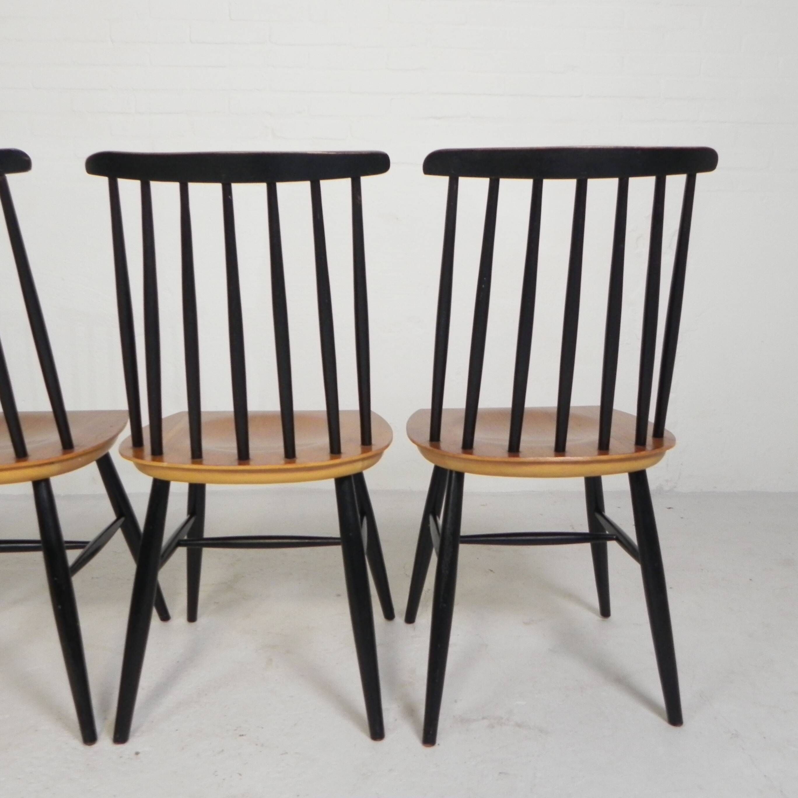 Set of 4 Fanett model slatted chairs, Tapiovaara, 1960s