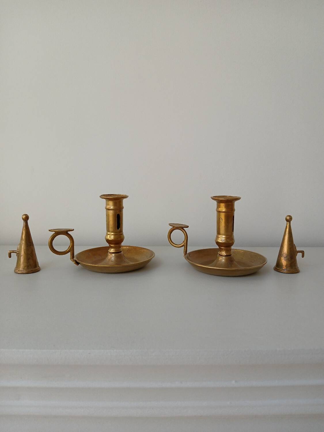 Set of 2 brass cellar rat candlesticks