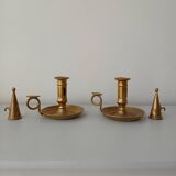 Set of 2 brass cellar rat candlesticks