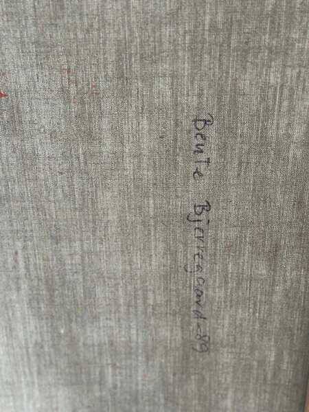 Original Swedish oil on canvas – “Frukt” by Bente Bjerregaard – dated 1989 – vintage & framed 59 × 70 cm