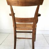 Wood and straw armchair from the 70s