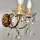 Golden brass wall light and crystal pendants - 2-light rococo light