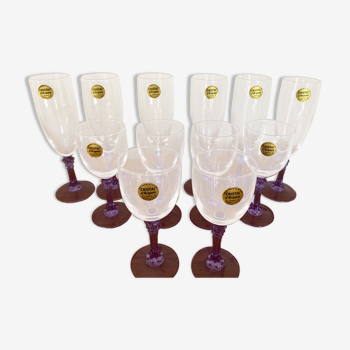 Lot de 12 verres cristal série Lilas vintage