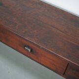 Vintage Large French Teak Rustic Colonial Farmhouse Side Table