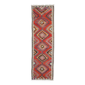 1970s Vintage Turkish Oushak Handmade Wool Cotton Pink Runner Rug 102x335