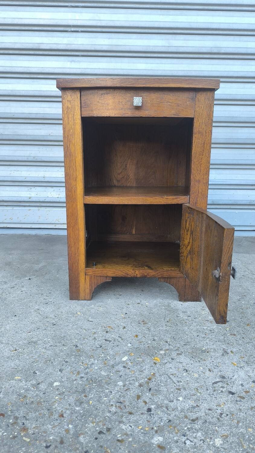 Art Deco bedside table in solid oak