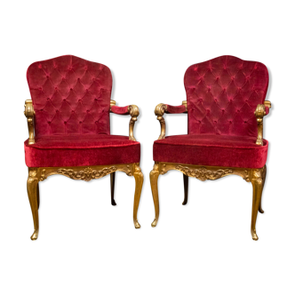 Set of Italian baroque chairs made of solid brass