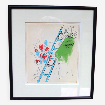 Framed lithograph (The Ladder, 1957) by Marc Chagall
