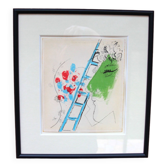 Framed lithograph (The Ladder, 1957) by Marc Chagall