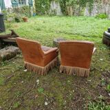 Paire fauteuils en cuir