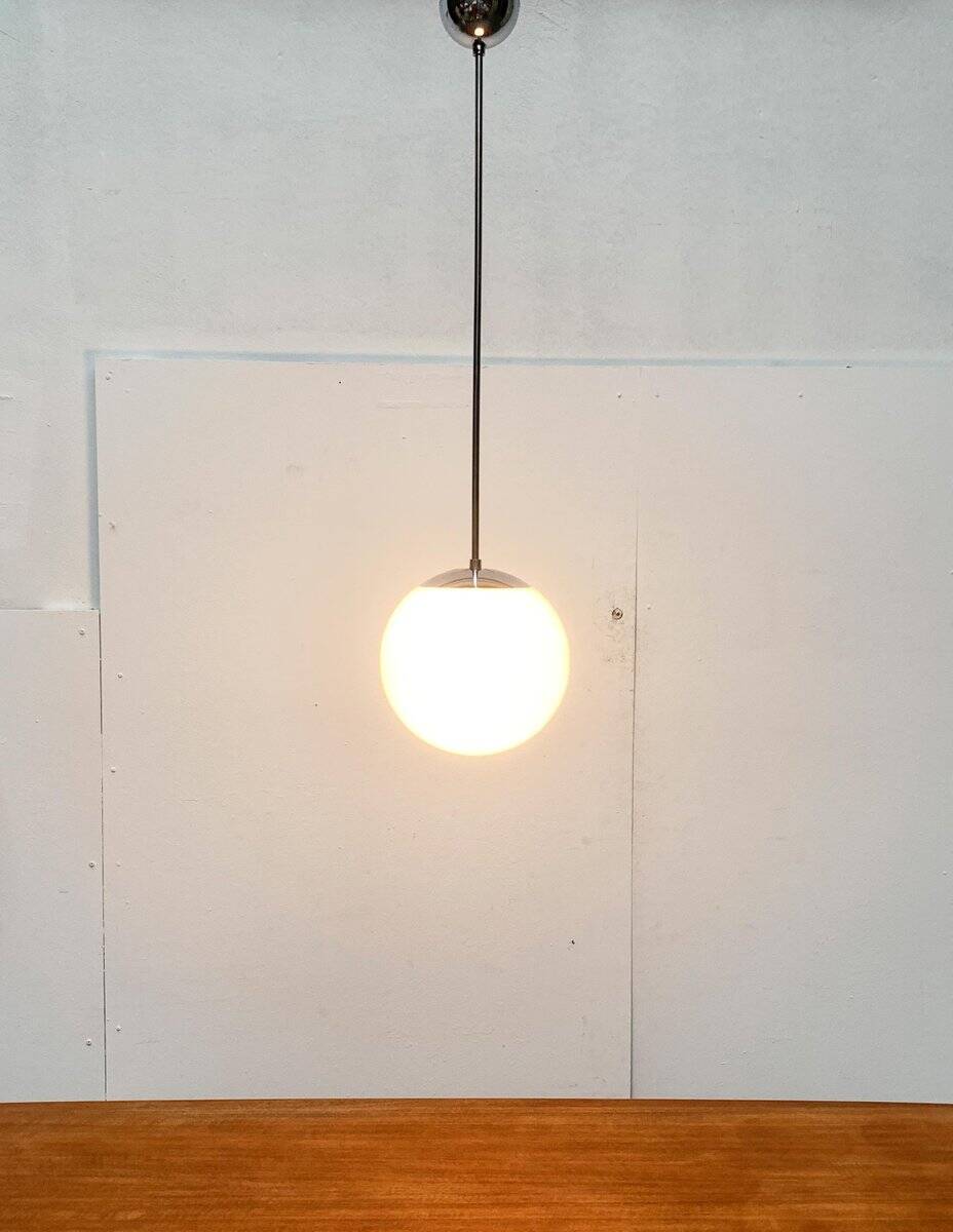 Mid-Century German Glass and Metal Ball Pendant