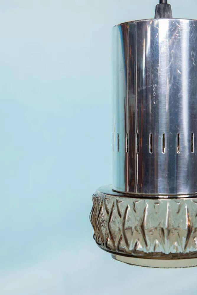 Suspended glass from the space age, mid-century glass from the 1960s.