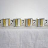 6 60s striped iridescent porcelain coffee cups