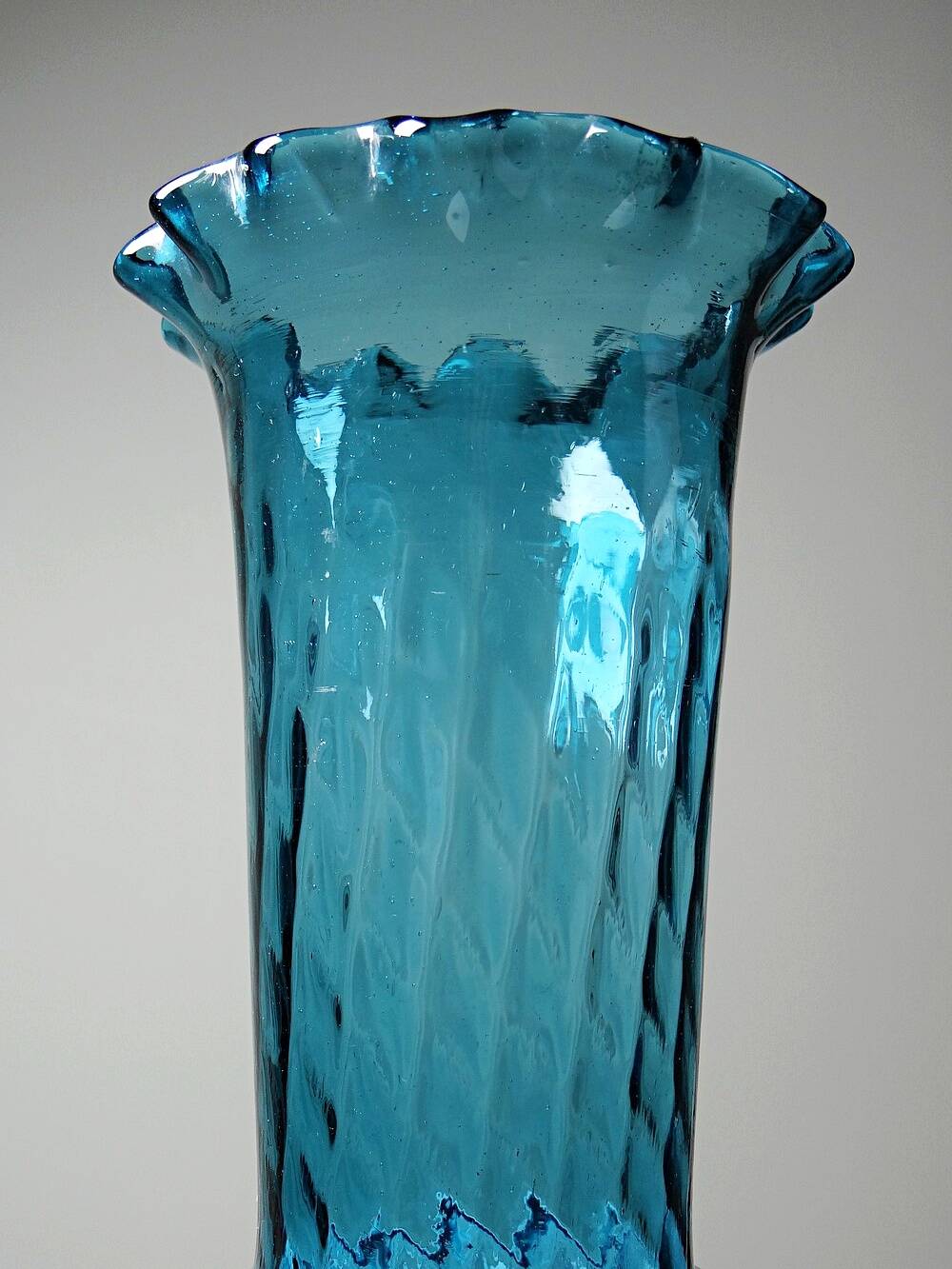 Antique turquoise art nouveau blown glass vase