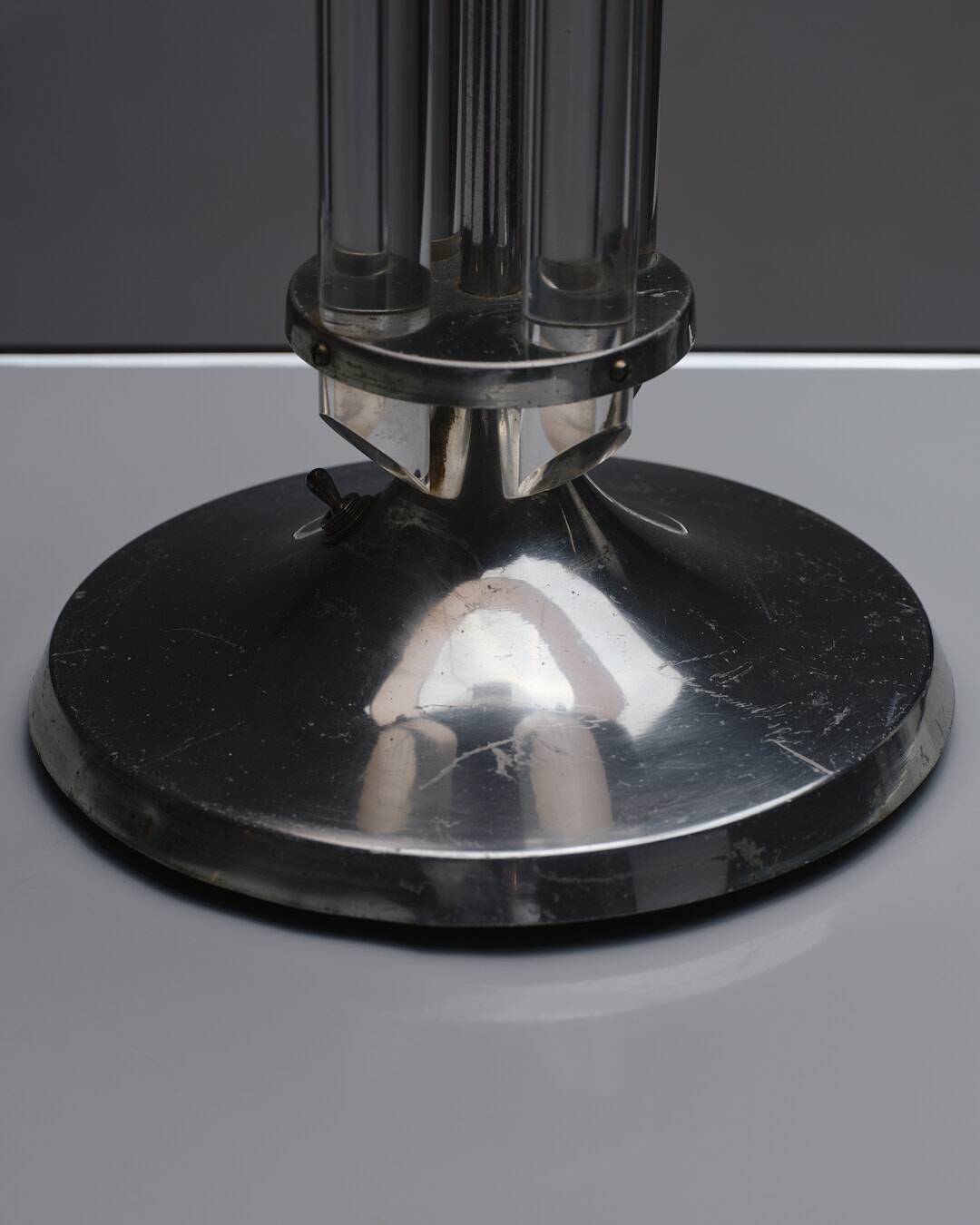 Art deco plexiglass and metal lamp, 1930s