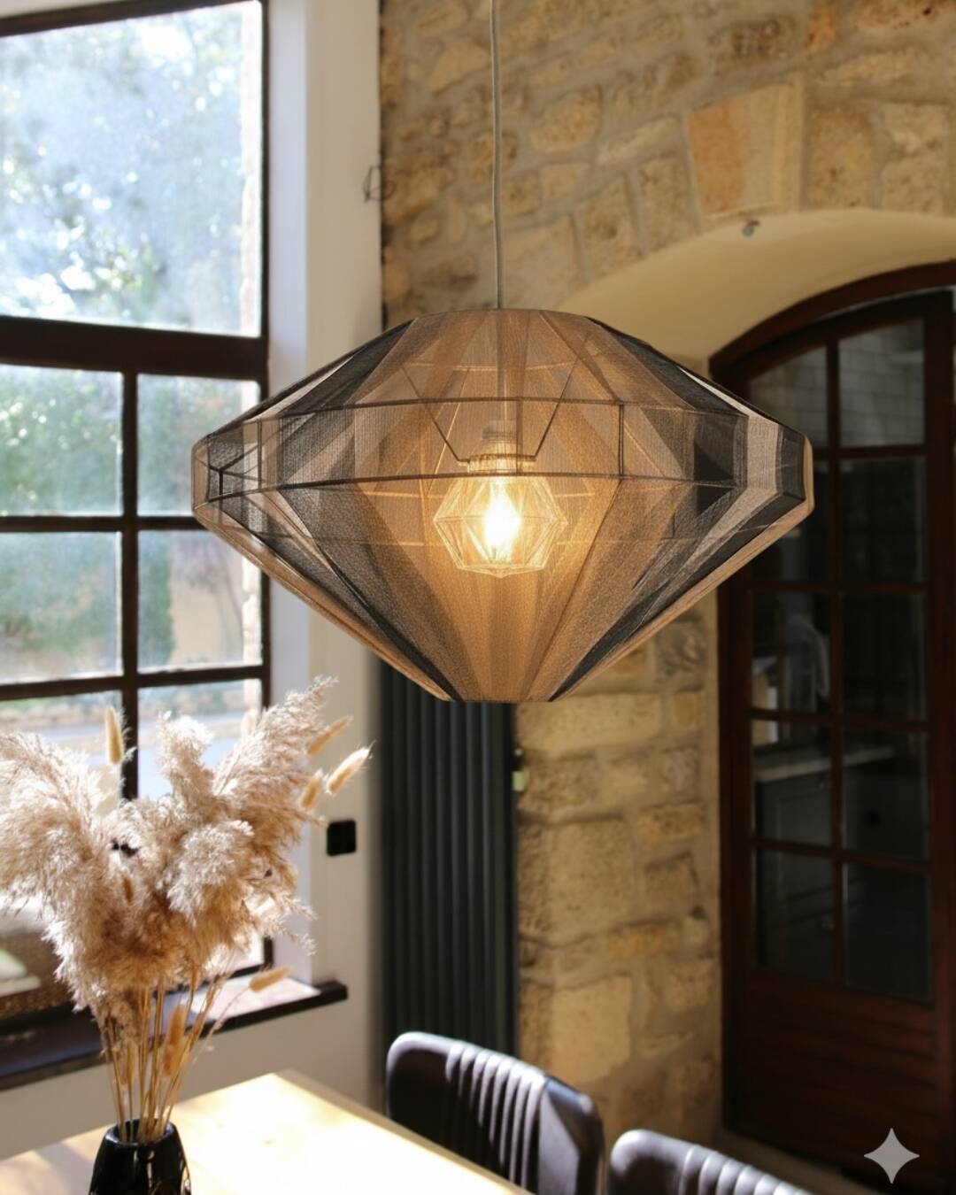 Contemporary cotton thread pendant light