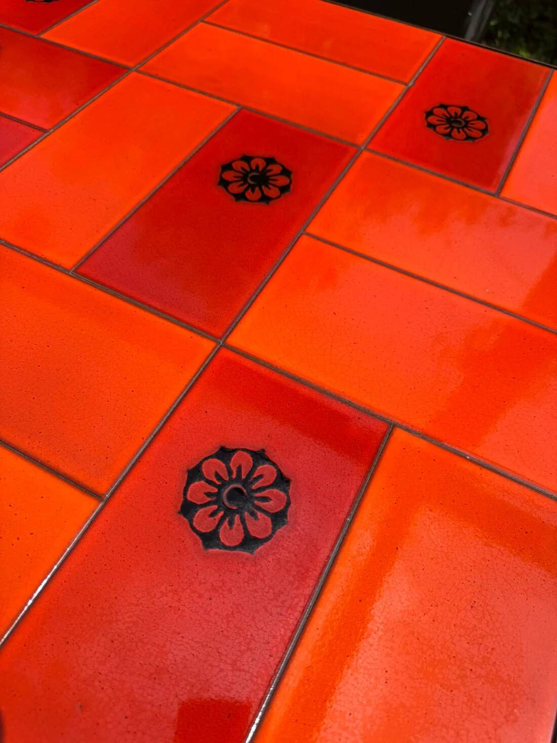Mid-century red ceramic coffee table, Denmark, 1960s