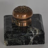 Encrier ancien marbre et bronze