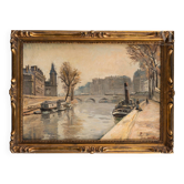 Peinture sur Paris quais de Seine par Iwoa Haguinoya vers 1920