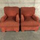 Pair of club in red velvet armchairs Yves Halard