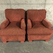 Pair of club in red velvet armchairs Yves Halard