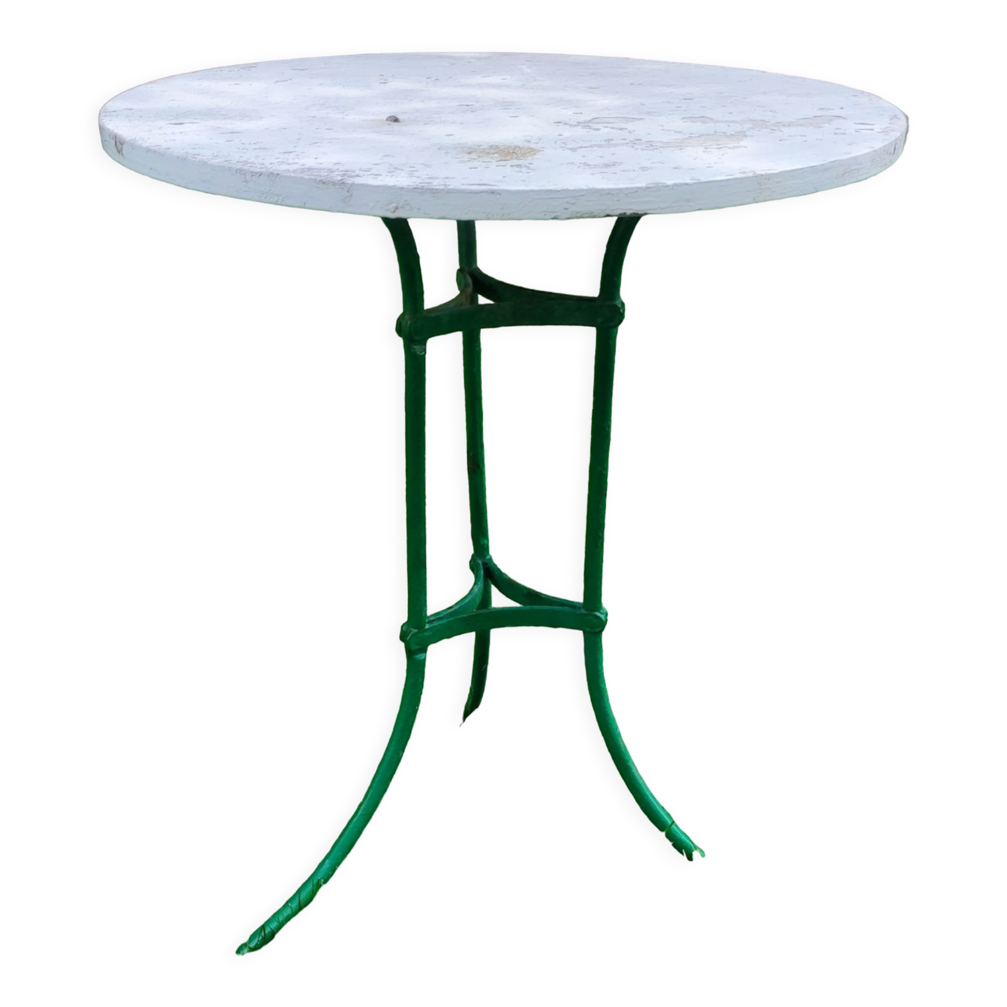 Old metal and wood pedestal table