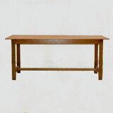 Farm table set and its 2 benches solid golden light wood