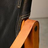 Kaare Klint Safari Chair in Black Leather and Ash for Rud Rasmussen, Denmark