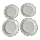Set of 4 white porcelain dessert plates