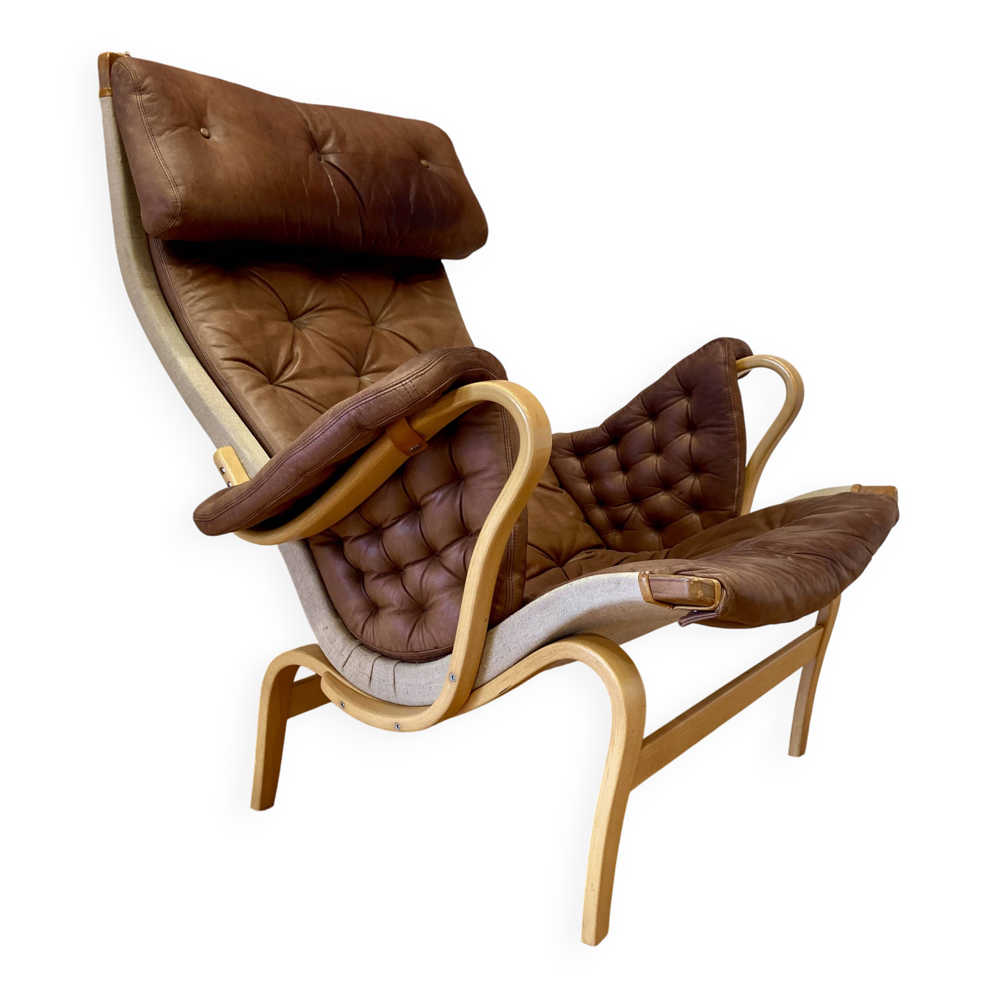 "Pernilla" leather armchair "Bruno Mathsson" 1960.