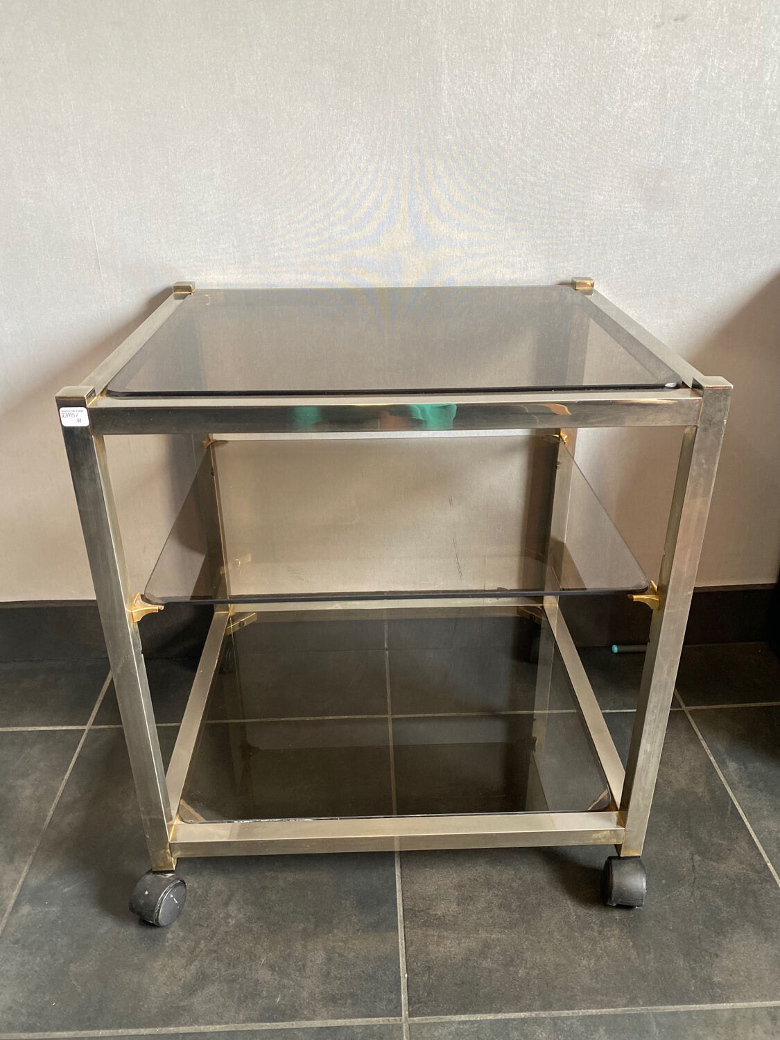 Vintage sofa end smoked glass and gold gold gold Belgo chrome