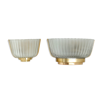 Two wall lamps in crystal pressed with bronze finish '30s by Seguso