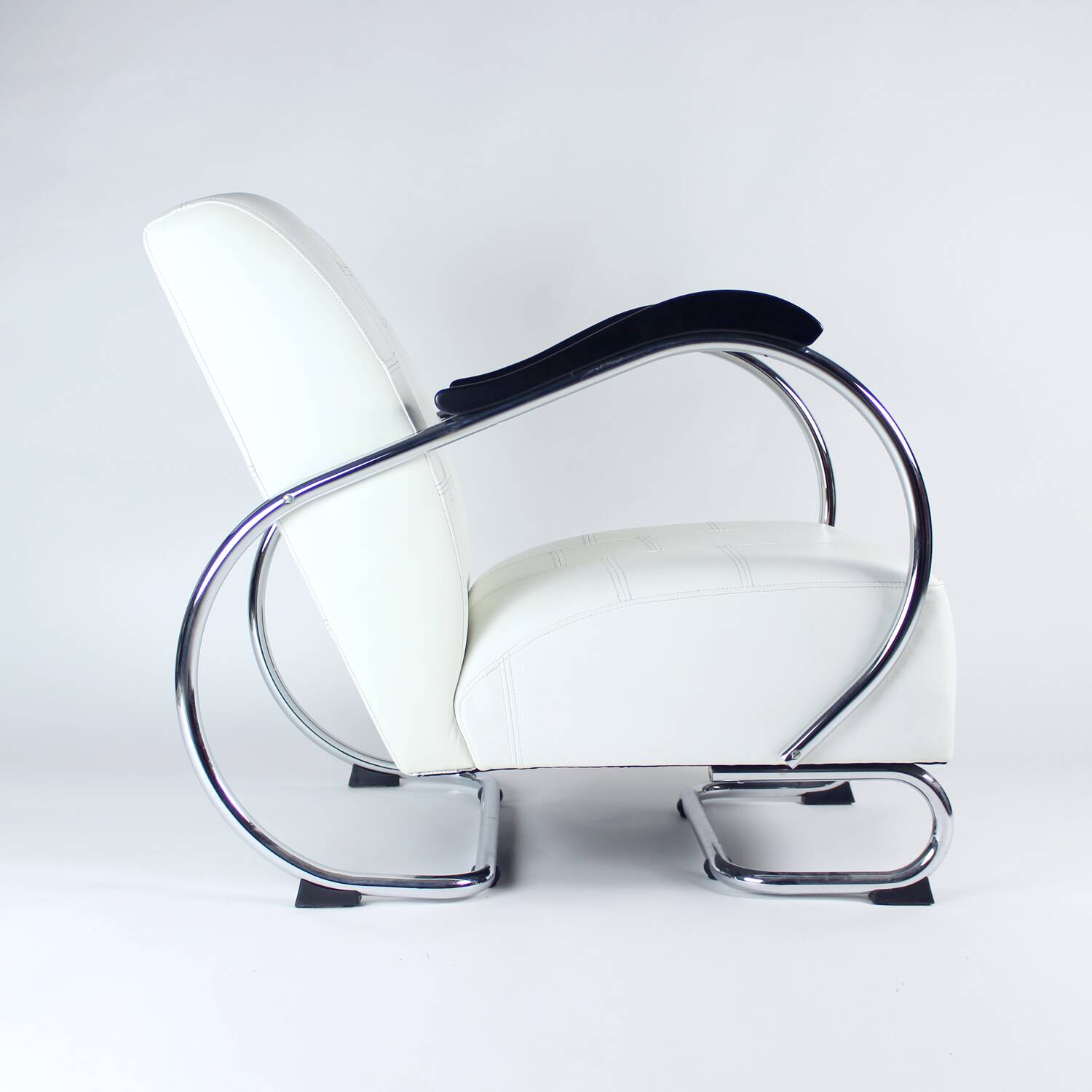 1930s Chrome & Leather Armchair By Hynek Gottwald, Czechoslovakia