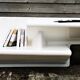 Space age shelf desk in white lay-glass fiber, circa 1970