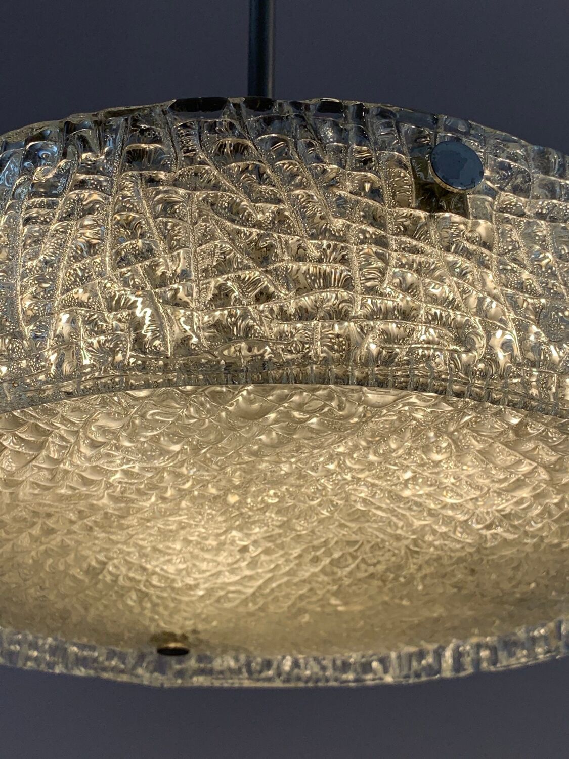 Suspension en verre texturé du Kaiser Leuchten allemand, années 1960
