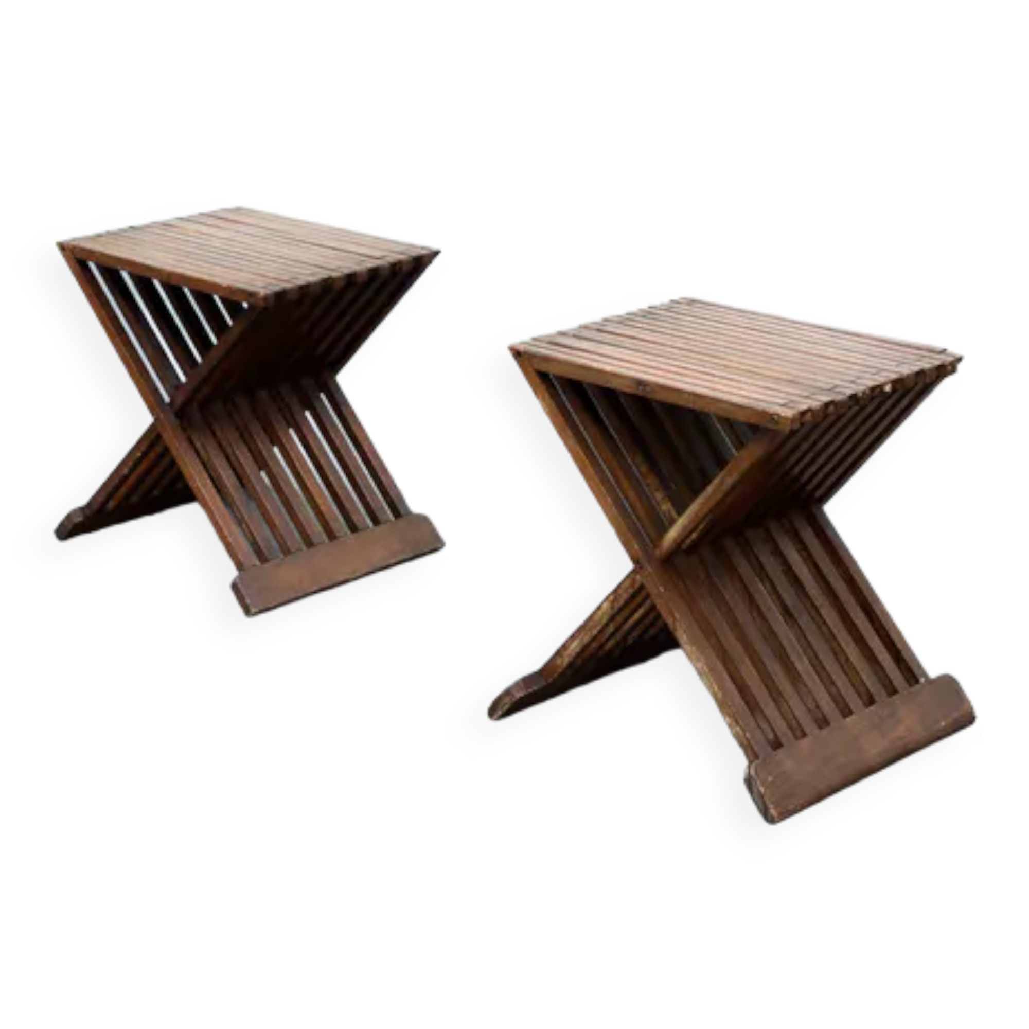 Pair of vintage wooden stools - Italy circa 1950