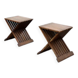 Pair of vintage wooden stools - Italy circa 1950
